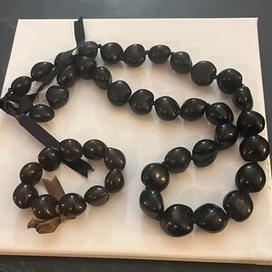 Chocolate Brown Beaded Nut Necklace and Bracelet Set